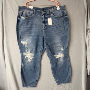 Judy Blue Womens Distressed Hi Rise Denim Jeans Size 24W Stretchy Relaxed Fit